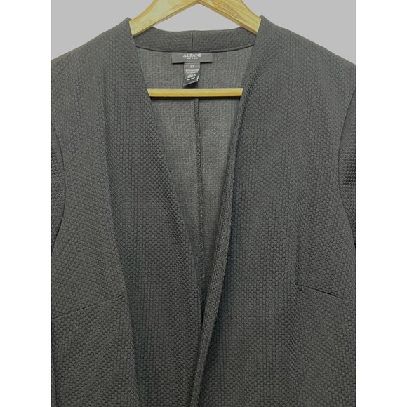 Alfani Women's Open Front Textured Blazer Jacket 2X Black Career Goth Minimalist - Picture 3 of 16